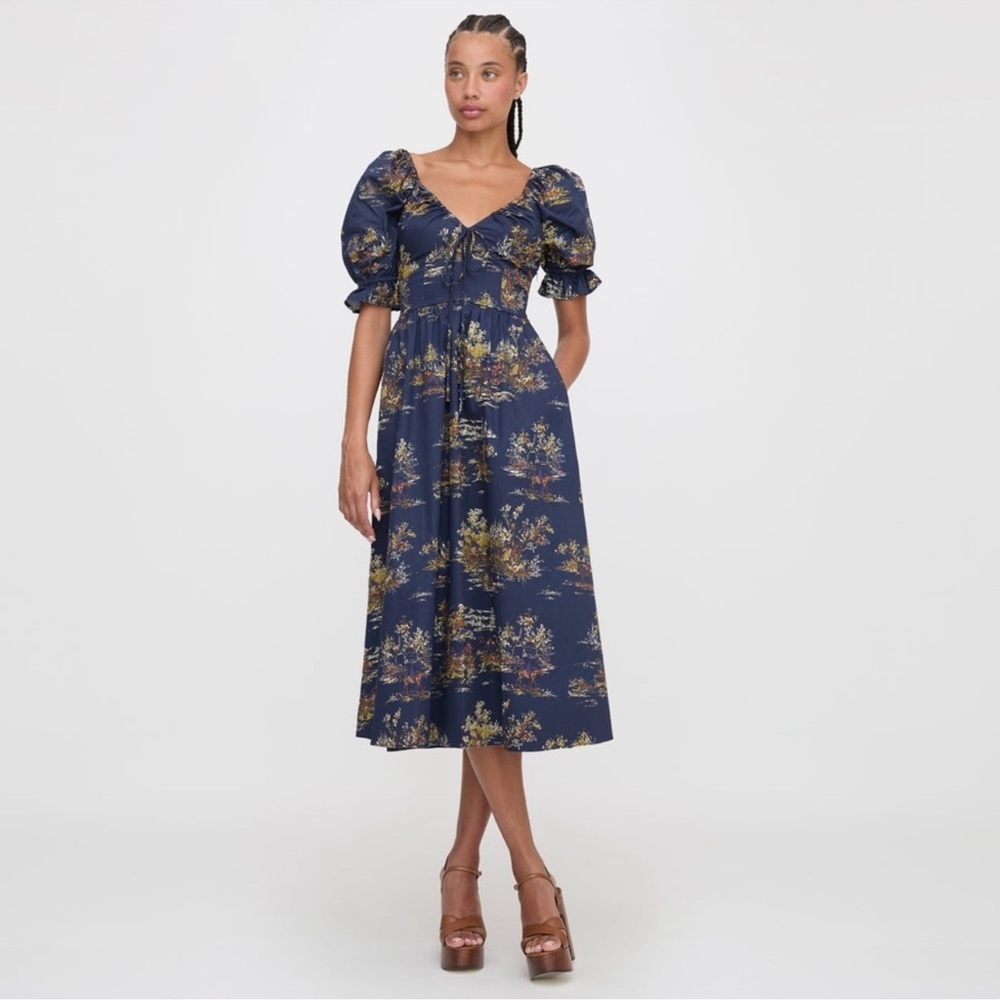 Hill House The Ophelia Nap Dress in Navy Equestrian Toile - Small